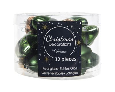 12 Glazen sterren 40 mm dennen groen - Decoris
