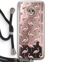 Flamingoprint groen: Motorola Moto G6 Transparant Hoesje met koord