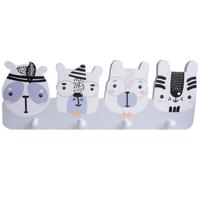 Creatieve decoratieve jas haak cartoon dierlijke hanger gratis ponsen kapstok (grijze animais)