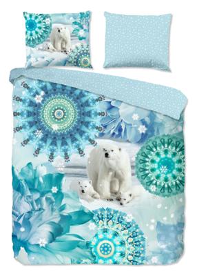 HIP Dekbedovertrek "mandala's en ijsberen" - Blauw - (200x200/220 cm) - Katoen Flanel
