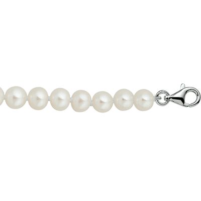 Ketting Parel zilver-zoetwaterparel 6,5 mm 80 cm