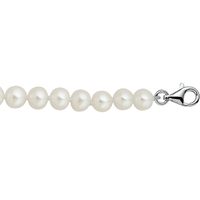 Ketting Parel zilver-zoetwaterparel 6,5 mm 80 cm