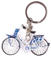 Matix sleutelhanger fiets Delfts blauw 7 x 4 cm staal wit - thumbnail