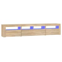 The Living Store TV-meubel - Joy - Hout - 210x35x40 cm - RGB LED-verlichting