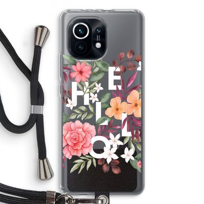 Hello in flowers: Xiaomi Mi 11 Transparant Hoesje met koord