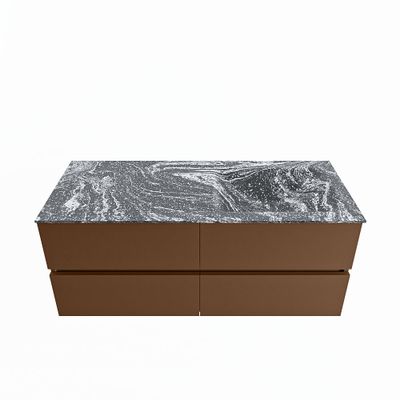MONDIAZ VICA-DLUX 120cm badmeubel onderkast Rust 4 lades. Inbouw wastafel CLOUD rechts 1 kraangat, kleur Lava.