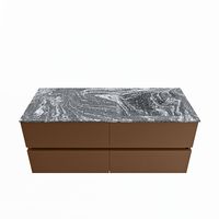 MONDIAZ VICA-DLUX 120cm badmeubel onderkast Rust 4 lades. Inbouw wastafel CLOUD rechts 1 kraangat, kleur Lava.