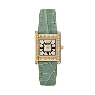 Horlogeband Armani AR11661 Leder Groen 14mm