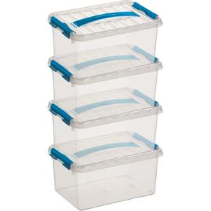 5x sunware q-line opberg box/opbergdoos - 6 liter - 30 x 20 x 14 cm - kunststof - transparant