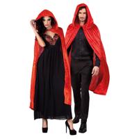 Halloween luxe verkleed cape met capuchon - voor volwassenen - rood - fluweel