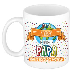 Naam mok papa Florian - wit - de beste - keramiek - 300 ml - Vaderdag/verjaardag