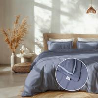 Dekbedovertrek Hotel Deluxe - Lits-Jumeaux (240x220 cm) - Blauw Microvezel - Dessin: Effen - Luna Bedding - Dekbed-Discounter.nl