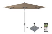 Platinum Riva stokparasol 2.5x2.5 - Taupe met voet en hoes