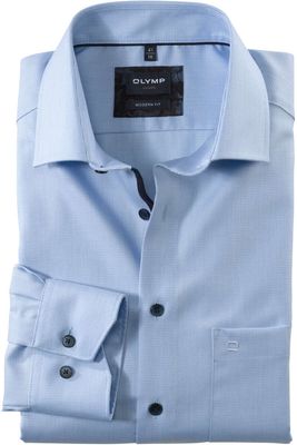 OLYMP Luxor Modern Fit Overhemd blauw, Faux-uni
