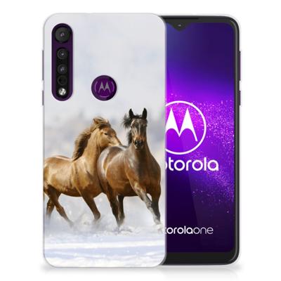 Motorola One Macro | TPU Hoesje | Paarden Motorola One Macro | TPU Hoesje | Paarden