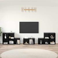 TV-kast set 8 pcs Zwart Eiken 37 x 35 x 72 cm Bewerkt hout