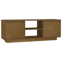 The Living Store TV-meubel Grenenhout 110x30x40 cm - Hifi kast met lades en opbergschappen - thumbnail