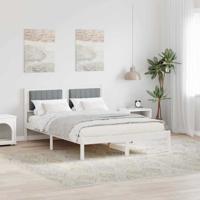 Bedframe met Gevoerd Hoofdgedeelte Lichtgrijs 135 x 190 cm Stof Bedframe met Gevoerd Hoofdgedeelte Lichtgrijs 135 x 190 cm Stof