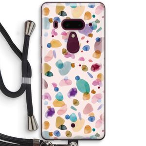 Terrazzo Memphis Pink: HTC U12+ Transparant Hoesje met koord