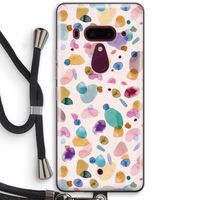 Terrazzo Memphis Pink: HTC U12+ Transparant Hoesje met koord