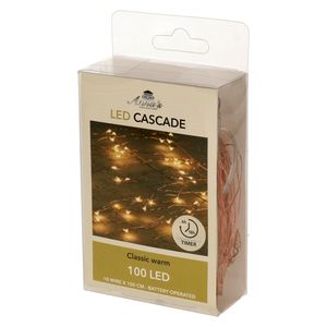 Cascade draadverlichting lichtsnoer met 100 lampjes classic warm wit op batterijen