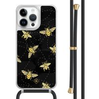 iPhone 13 Pro Max hoesje met zwart koord - Bee happy