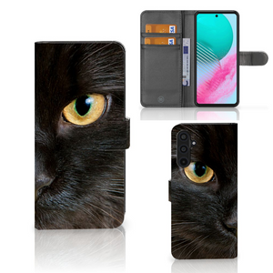 Samsung Galaxy M54 Telefoonhoesje met Pasjes Zwarte Kat