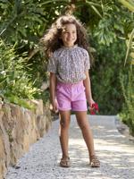 Basics treggingshort voor meisjes gemakkelijk aan te trekken paars