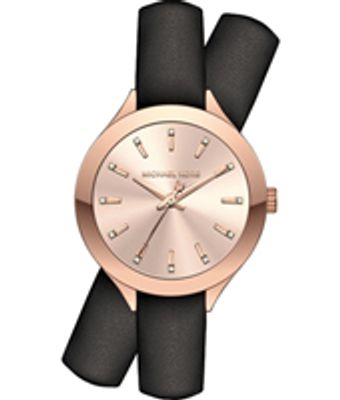 Horlogeband Michael Kors MK2553 Onderliggend Leder Zwart 14mm