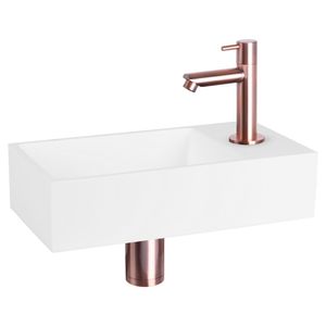 Differnz Solid fonteinset solid surface met rechte kraan rood koper 36 x 18,5 x 9 cm, wit