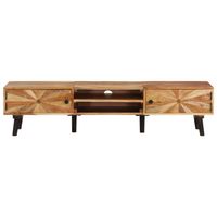 The Living Store TV-meubel Naturel Acaciahout - 145 x 35 x 35 cm - Massief hout - Opbergruimte