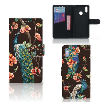 Huawei Y7 (2019) | Telefoonhoesje | Met pasjeshouder | Pauw met Bloemen