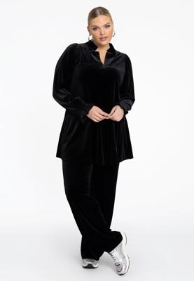 Yoek Broek lang VELOURS | Zwart | Maat 58/60