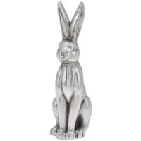 Decoratie beeld paashaas - zittend - zilver - polyresin - 30 cm - haas / konijn - paasdecoratie