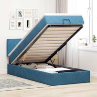 Ottoman bed met matras en LED's 100x200 cm fluweel donkerblauw