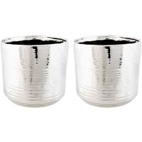 2x Zilveren ronde plantenpotten/bloempotten Cerchio 16,5 cm keramiek