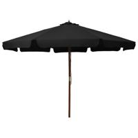 VidaXL Parasol met houten paal 330 cm zwart