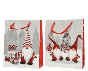 Giftbag papier l16b42h48 cm rood a2 kerst - Decoris