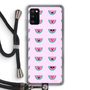 Smiley watermeloenprint: Samsung Galaxy A41 Transparant Hoesje met koord