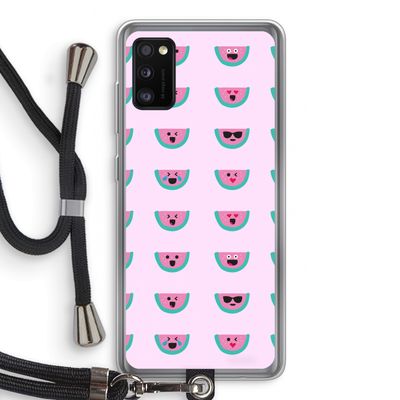 Smiley watermeloenprint: Samsung Galaxy A41 Transparant Hoesje met koord