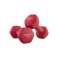 Hexagon dumbbells voor thuis met neopreen coating, Rood / 2 x 4 kg