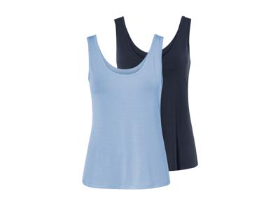 esmara 2 dames tops (Donkerblauw/lichtblauw, S (36/38))