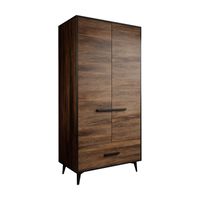 Meubella Kledingkast Frey 2 - Donker eiken - Zwart - 92 cm - thumbnail