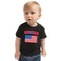 USA t-shirt met vlag Amerika zwart voor babys - thumbnail