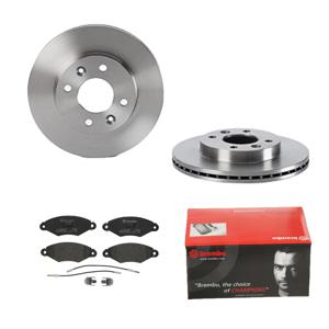 Remmenset, remschijf BREMBO, Remschijftype: Binnen geventileerd, Inbouwplaats: Vooras, u.a. für Nissan, Renault