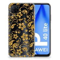 Huawei P40 Lite | TPU Case | Gouden Bloemen
