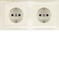 Berker S1 wandcontactdoos 2-voudig met randaarde voor montage in kanaaldoos creme glanzend