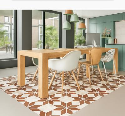 Terracotta stertegel vinyl tapijt eetkamer