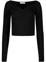 Nina Ricci sweetheart-neckline knitted top - Noir - thumbnail