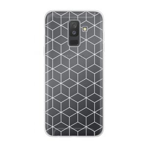 Zwart-witte kubussen: Samsung Galaxy A6 Plus (2018) Transparant Hoesje